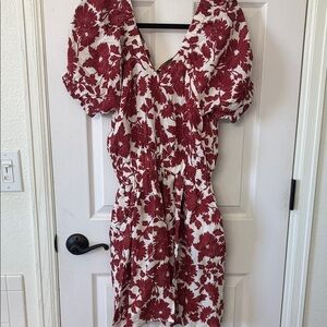 Easel Red and White Floral Mini Dress